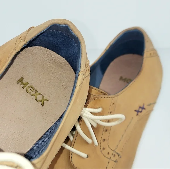 Mexx Tan Leather Women's Wingtip Brogue Shoes - Picture 10 of 13